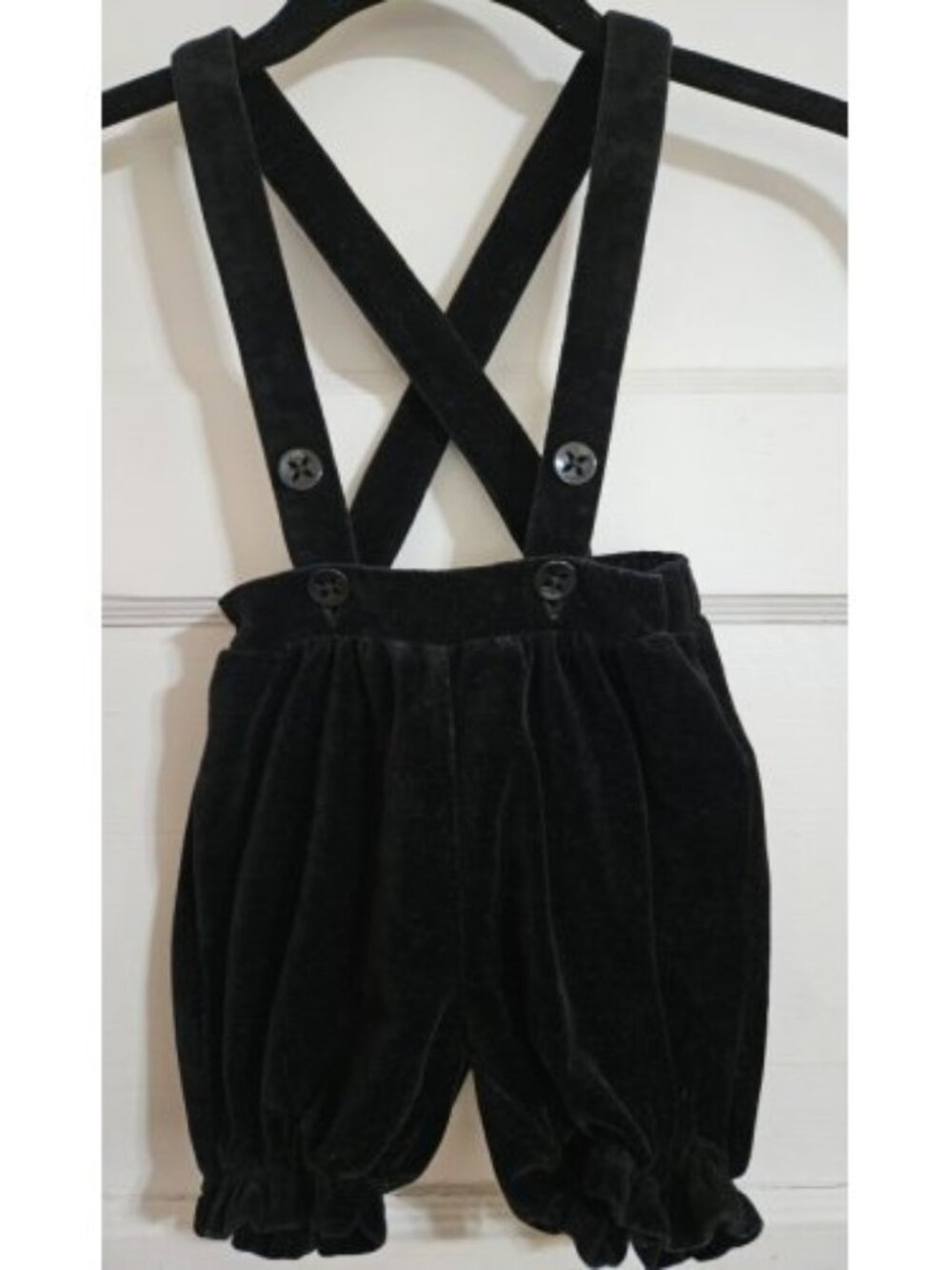 HANNA ANDERSSON Black Velour Bubble Romper Overalls 80 Size 18-24 months